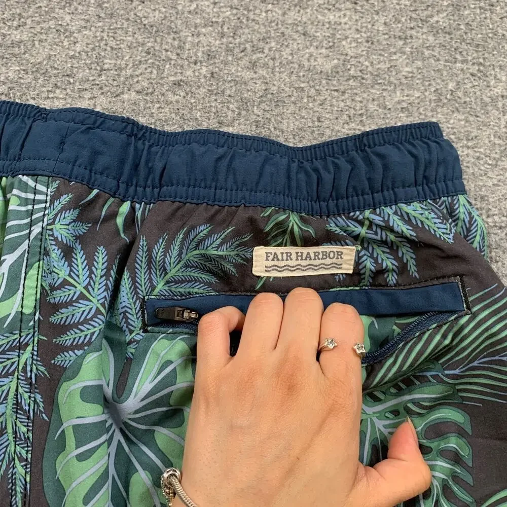 Fair Harbor Shorts Mens Extra Large Anchor Trunk Tropical Leaf Boxer Brief Lined
